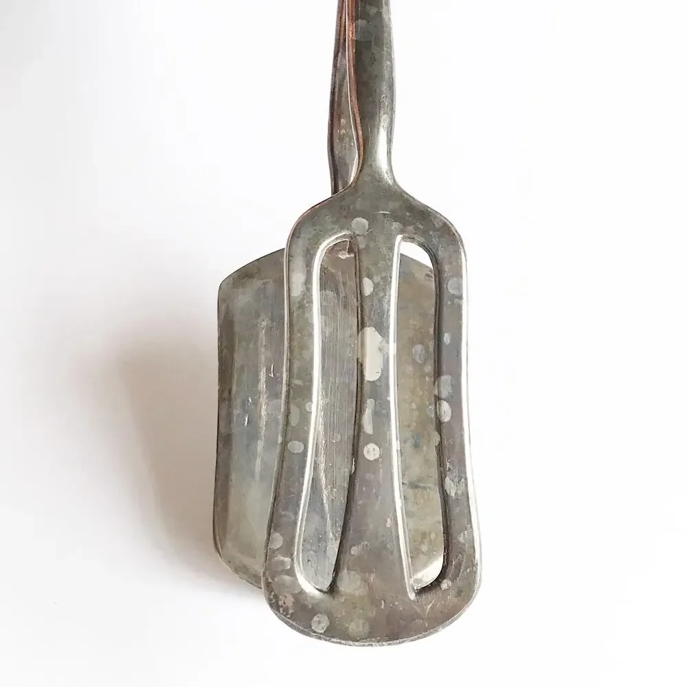 Vintage Silver Serving Scissors Serving Piece Flat Vegetable Tongs Holiday Gifts